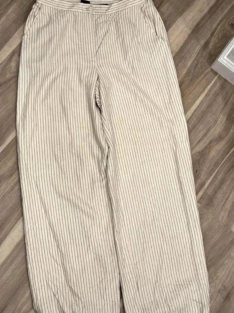 Lauren Ralph Lauren Striped Wide Leg Pants in White Size 10